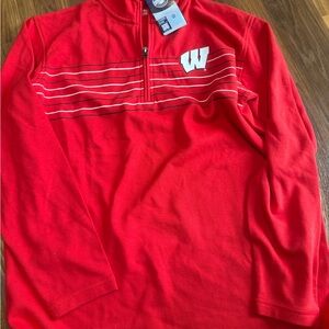 Red Quarter-Zip Sweatshirt with Logo